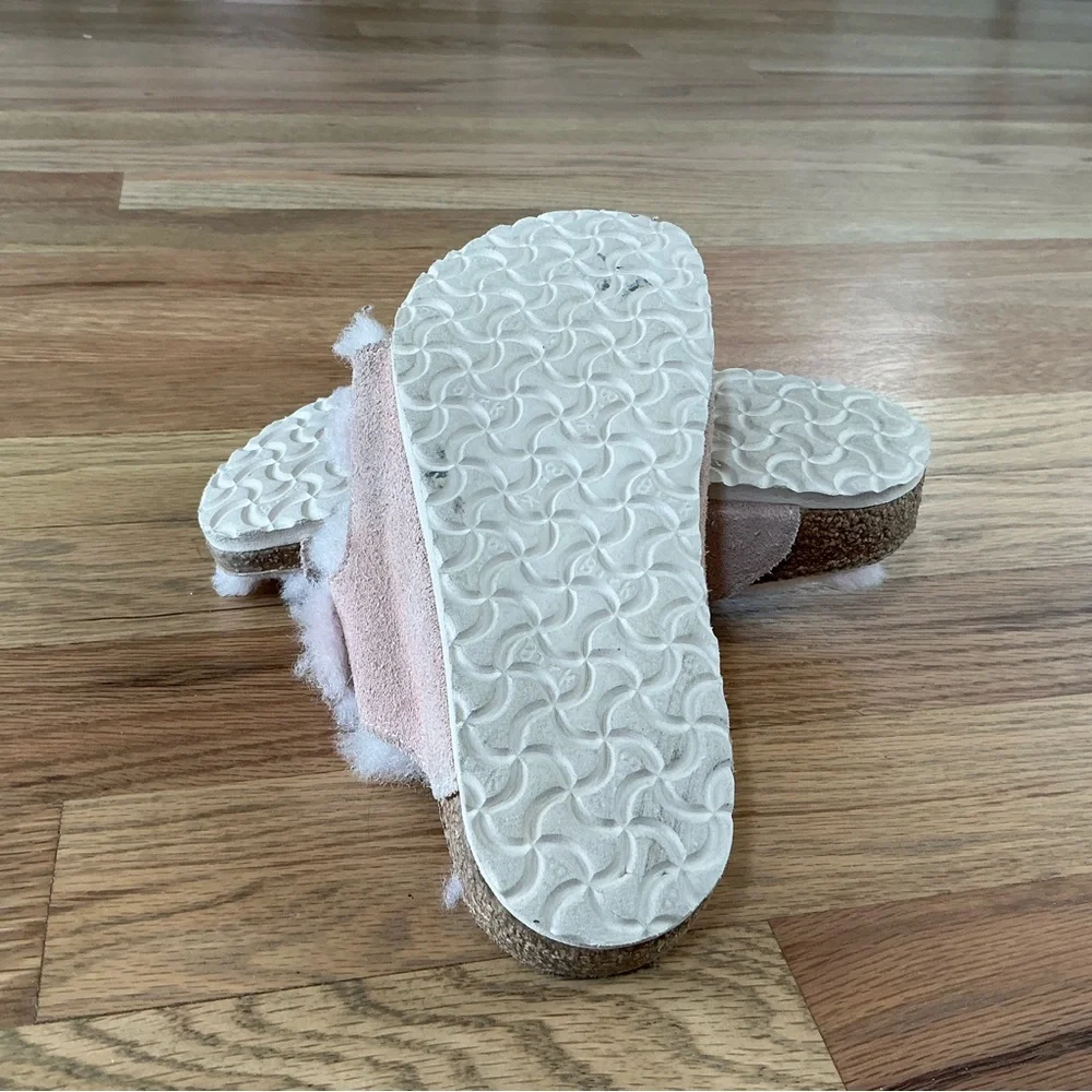 Birkenstock Arizona Shearling Pink Clay Suede Leather Size 29 Toddler